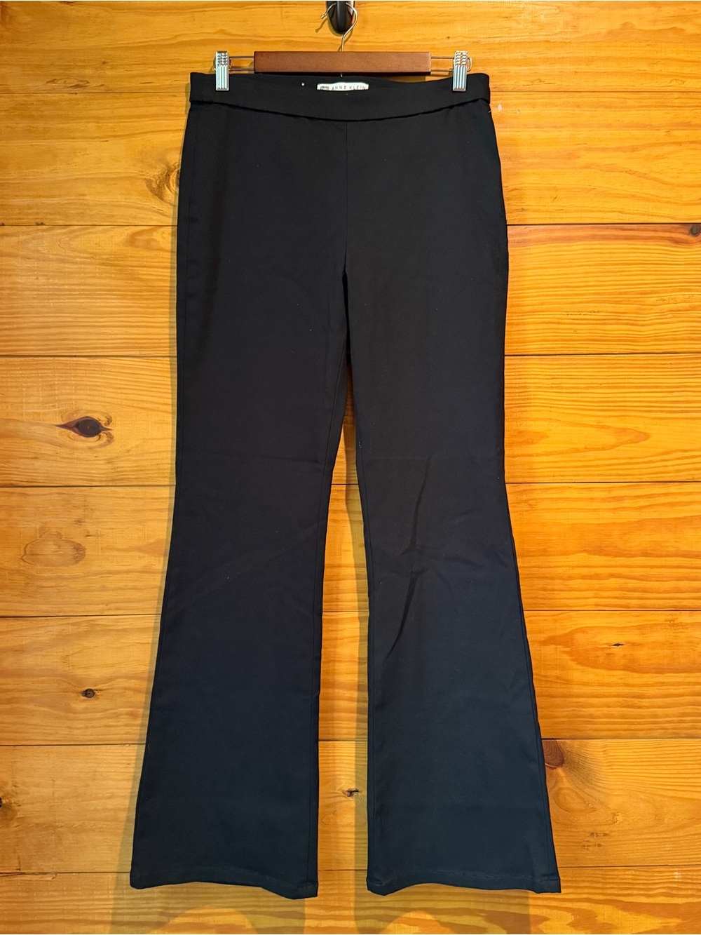 Anne Klein Pull On High Rise Flare Pants Black 6 Workwear Office Stretch NWOT